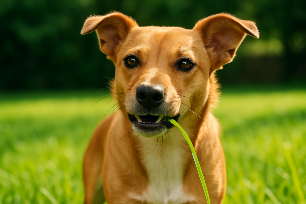 Illustration of Dog Eating Grass And Getting Sick Causes