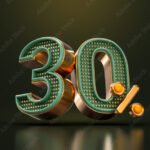 gold luxury 30 percent of number discount template background 3d render concept for sale promotion